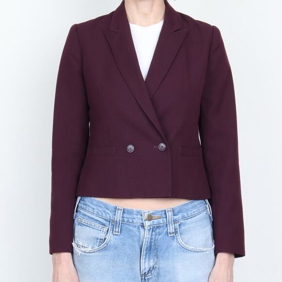 Vintage 1970s Plum Crop Blazer Jacket XS/S - Picture 1 of 8